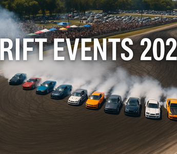 A large drift event seen from a drone shot overview
