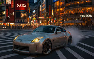 A slammed 350Z on coilovers