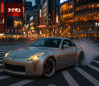 A slammed 350Z on coilovers