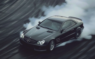 R230 Mercedes SL drifting with wide angle kit