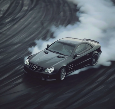 R230 Mercedes SL drifting with wide angle kit