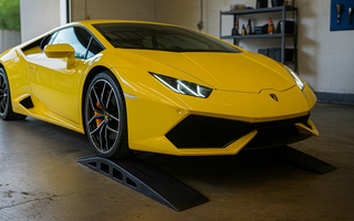 lamborghini on car ramps for oil change
