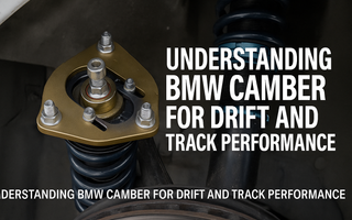 BMW camber plate shown inside of a wheel well ready for adjustment