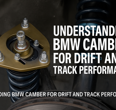 BMW camber plate shown inside of a wheel well ready for adjustment