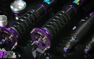 Side-by-side coilover and lowering spring comparison shot