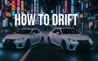two widebody lexus drift cars drifting in tokyo city with the words HOW TO DRIFT