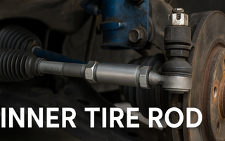 Close-up of inner tire rod installed on drift car suspension, highlighting its connection to the steering rack and tie rod end.