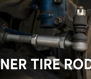 Close-up of inner tire rod installed on drift car suspension, highlighting its connection to the steering rack and tie rod end.