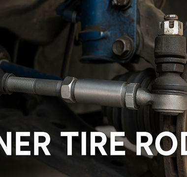 Close-up of inner tire rod installed on drift car suspension, highlighting its connection to the steering rack and tie rod end.