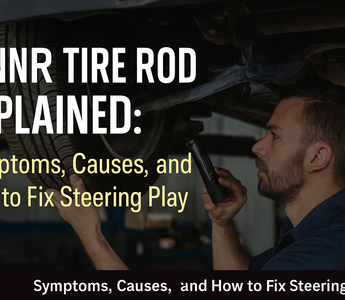 A mechanic looking at a car on the lift and its inner tire rod