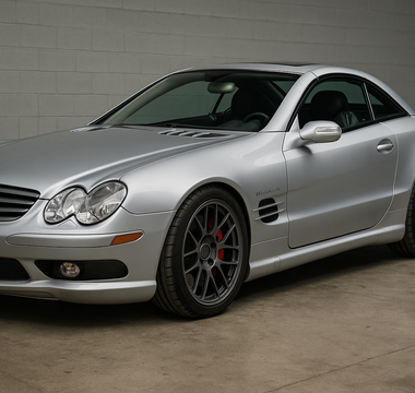 Mercedes R230 SL500 with coilover conversion on display