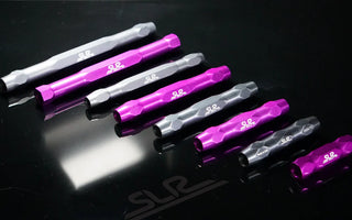 SLRspeed tie rods side by side with OEM tie rods, showing upgraded size and strength for racing and drift applications.