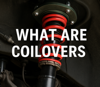 adjusting coilover ride height and preload in a garage with WHAT ARE COILOVERS text written over the image