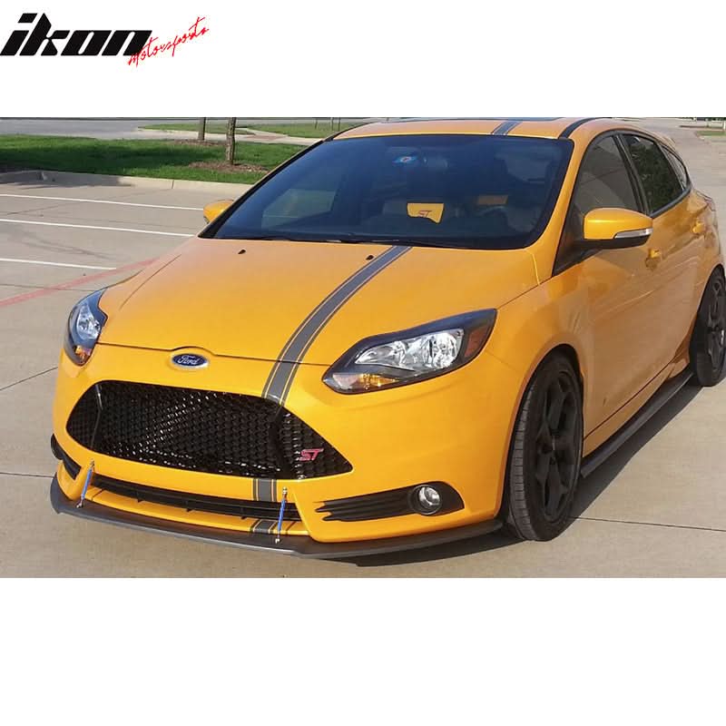 2013-2014 Ford Focus Matte Black Front Lip Splitter PP & Blue Rods ...
