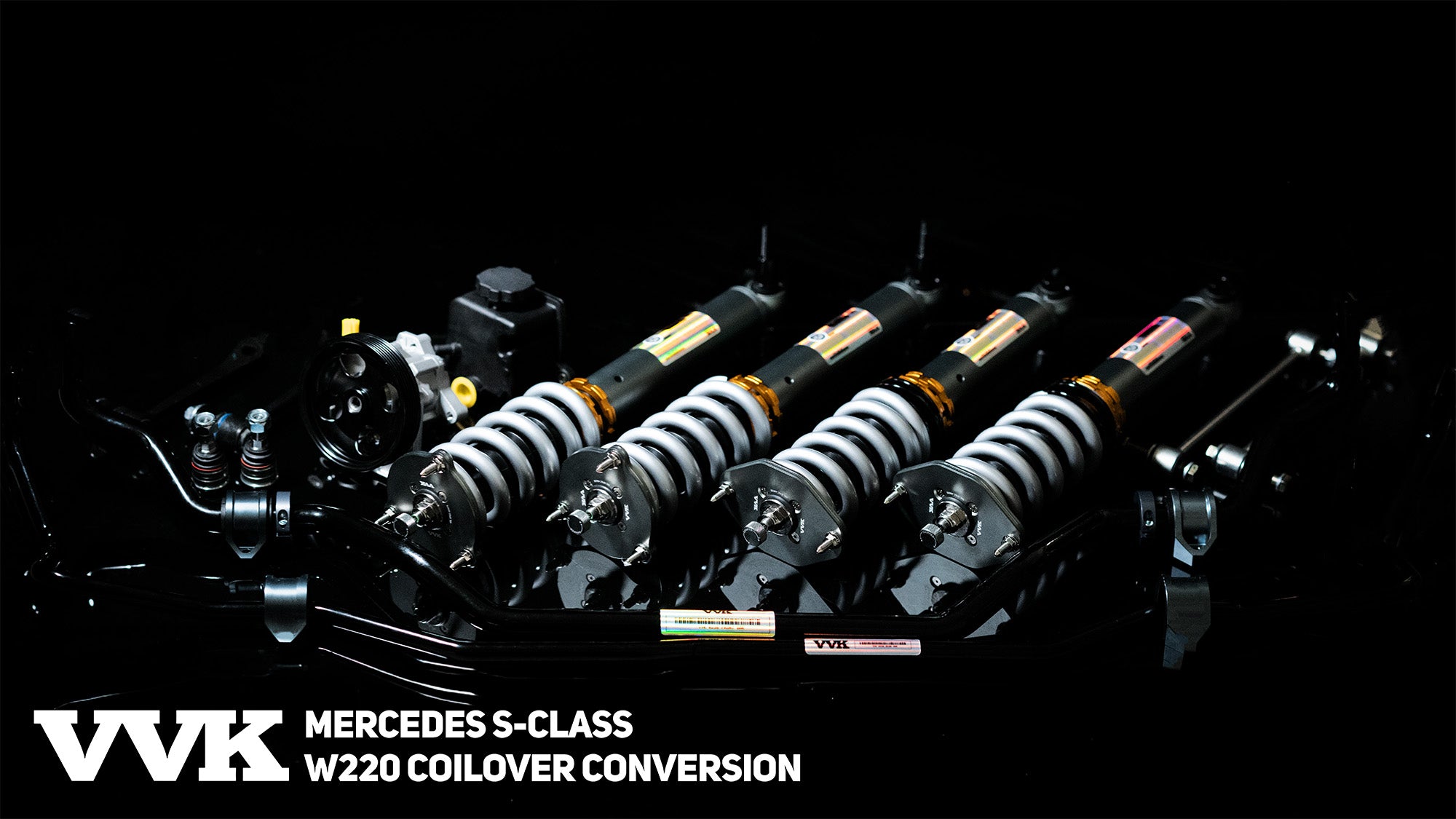 Mercedes S-Class W220 Coilover Conversion Kit with Adjustable Sway Bars and Power Steering (S280, S320, S320 CDI, S400 CDI, S350, S430, S500, S600, S55, S63, S65)